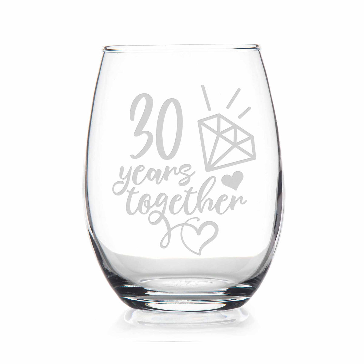 30th Birthday Etched Wine Glass - Design: TALK30 - Everything Etched