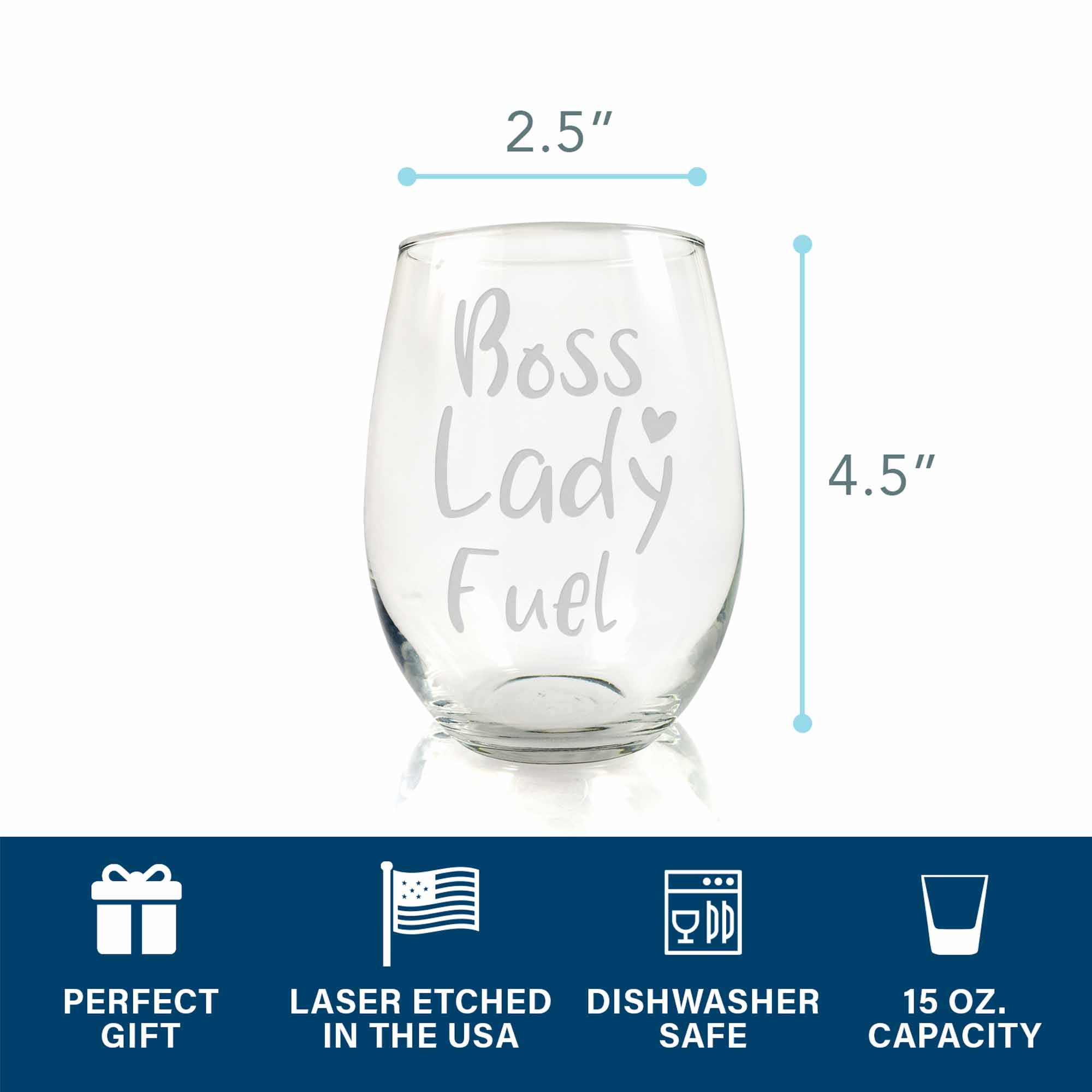 Boss Lady Stemless Wine Glass, Bosss Day Gift, Bosss Birthday Wine Gift,  Christmas Gift for Female Boss 