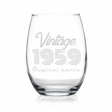 1959 Vintage Original Birthday Stemless Wine Glass