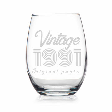1991 Vintage Original Birthday Stemless Wine Glass