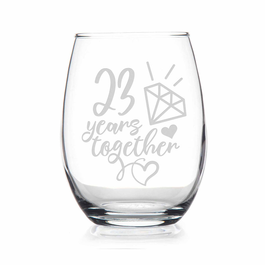23 Year 23rd Wedding Anniversary Gift Stemless Wine Glass