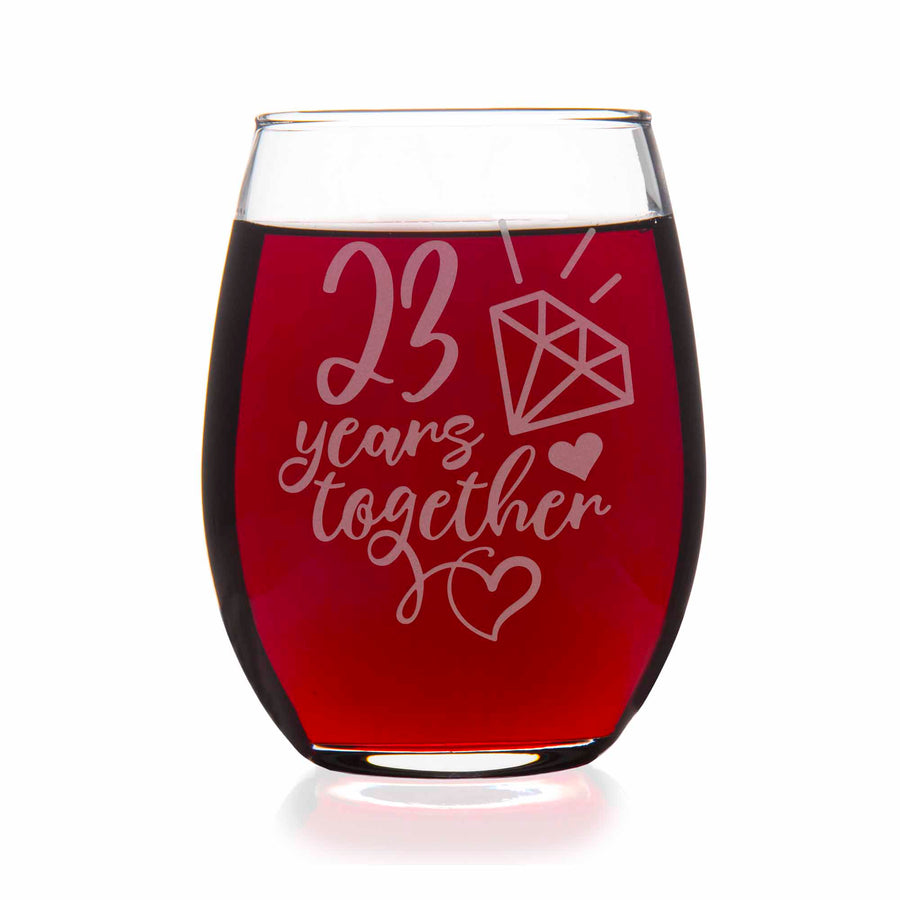 23 Year 23rd Wedding Anniversary Gift Stemless Wine Glass