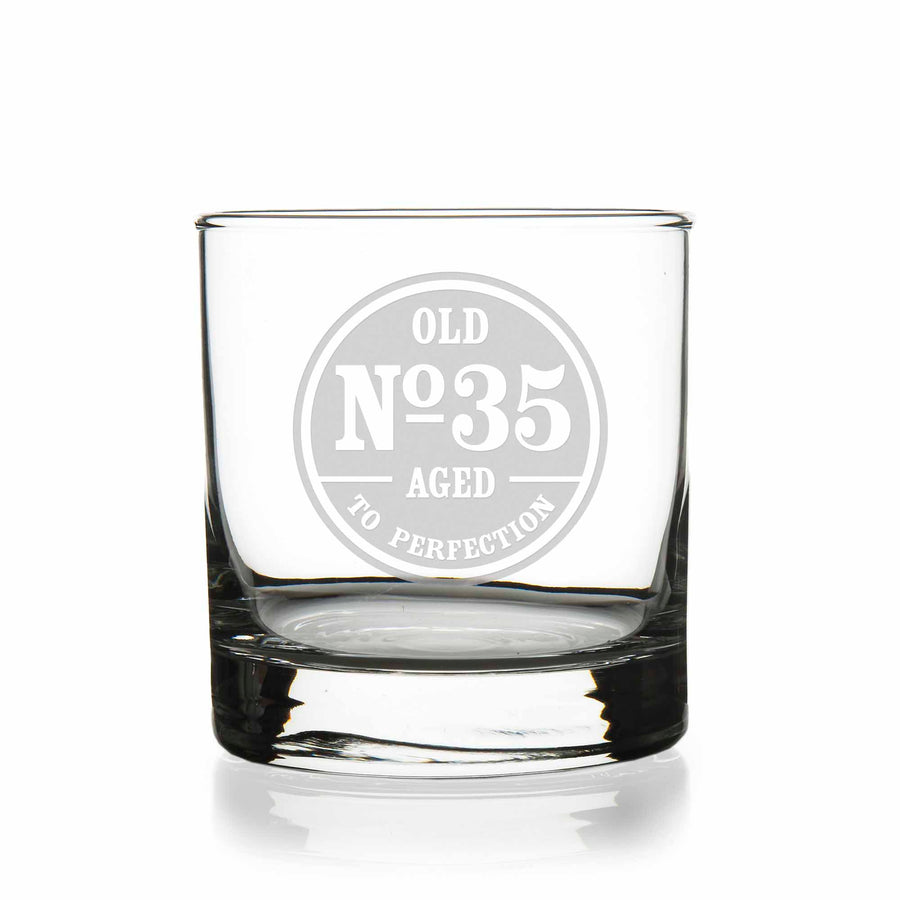 35 Year Aged Perfection Birthday Round Rocks Glass