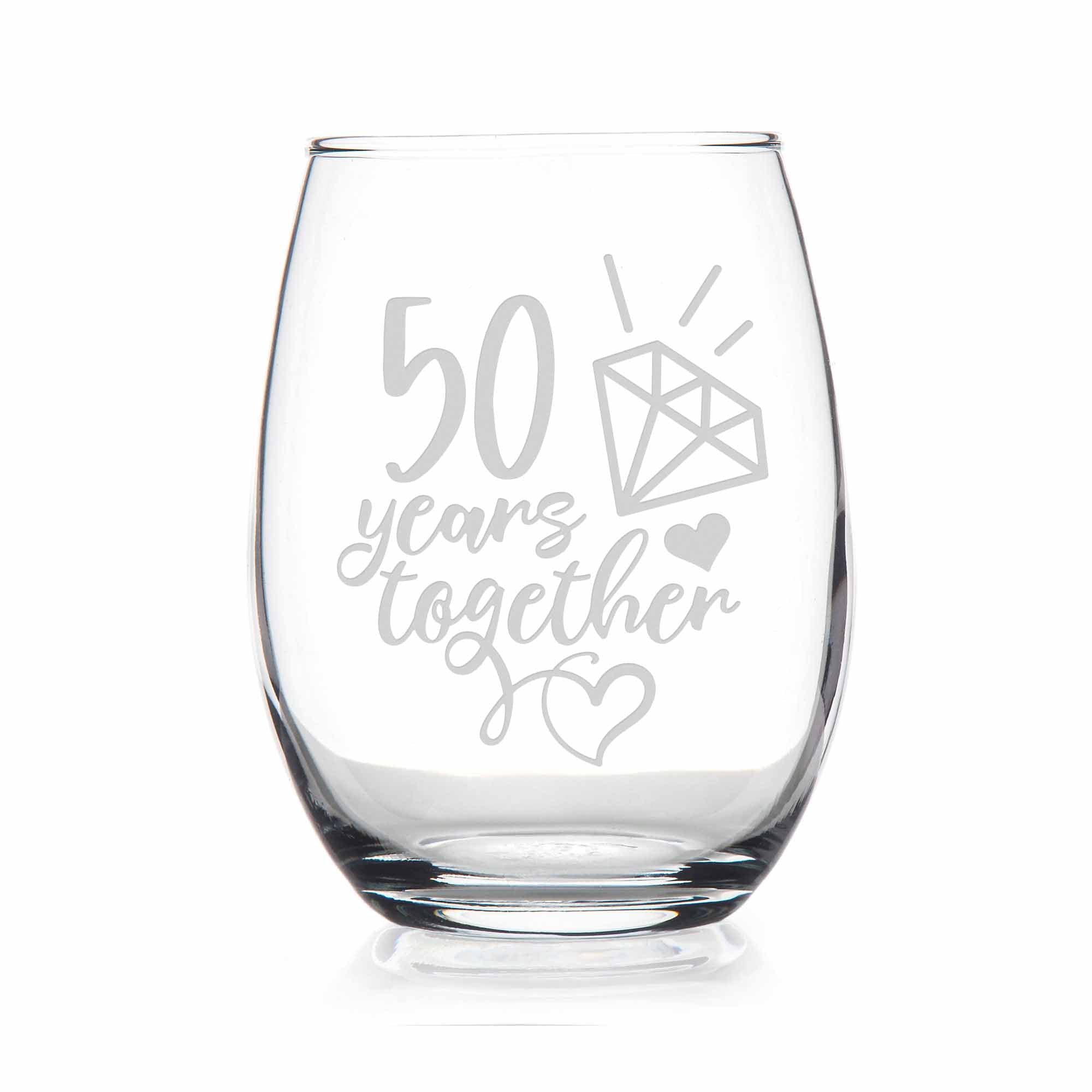 50th Anniversary Personalized Wine Glass Set