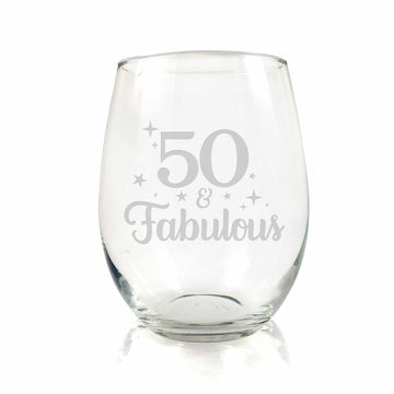 50th Birthday And Fabulous Stemless Wine Glass