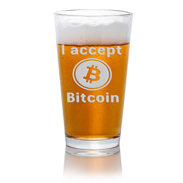 Accept Bitcoin Pint Beer Glass