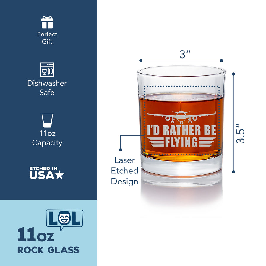 Airplane Id Rather Be Flying Round Rocks Glass