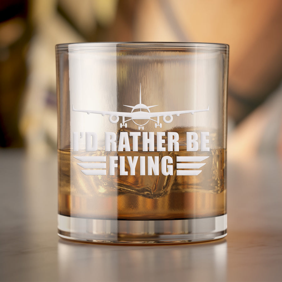 Airplane Id Rather Be Flying Round Rocks Glass