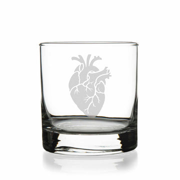 Anatomical Heart Round Rocks Glass