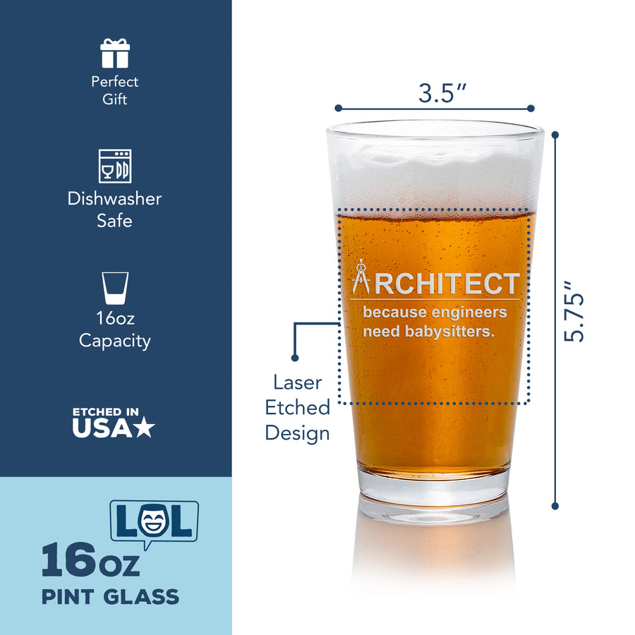Architect Because Engineers Pint Beer Glass