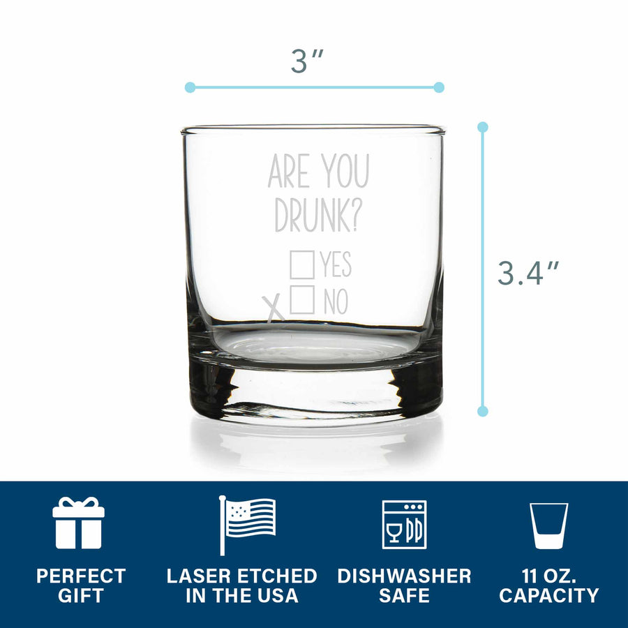 Are You Drunk Round Rocks Glass