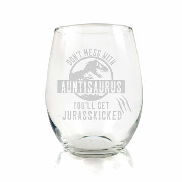 Auntisaurus Best Aunt Stemless Wine Glass