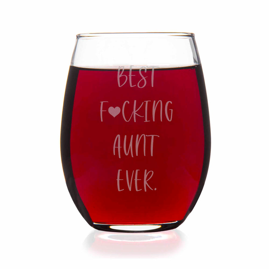 Best Fing Aunt Ever Stemless Wine Glass