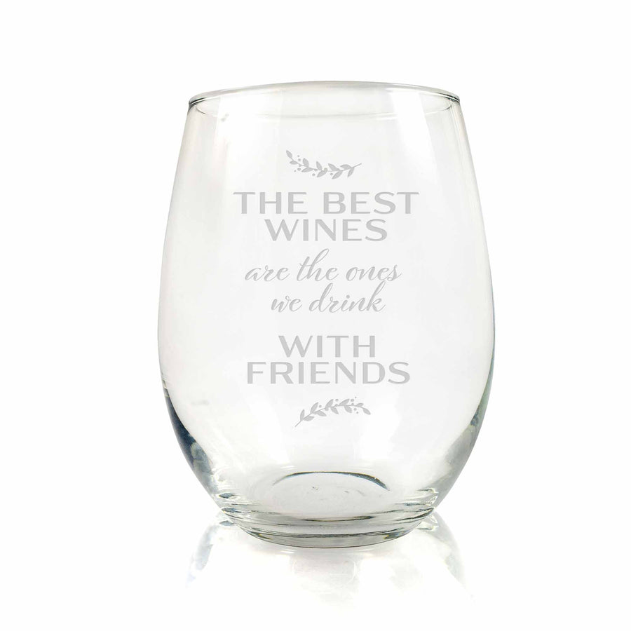 Best Wines Are With Friends Stemless Wine Glass