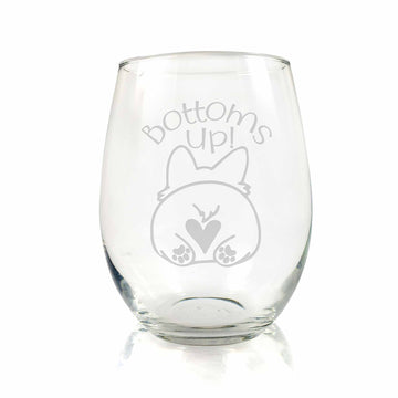 Bottoms Up Dog Lover Stemless Wine Glass