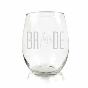 Bride Middle Finger Stemless Wine Glass