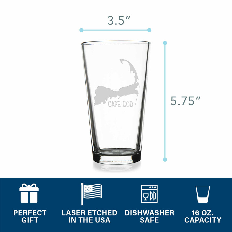 Cape Code Map Pint Glass