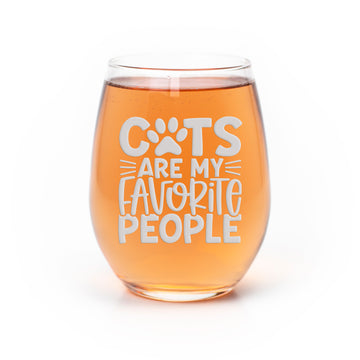 Cats My Favorite People Stemless Wine Glass