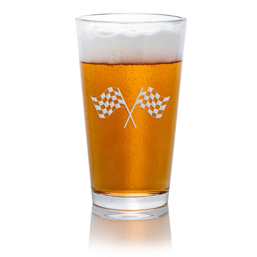 Checkered Flag Pint Beer Glass