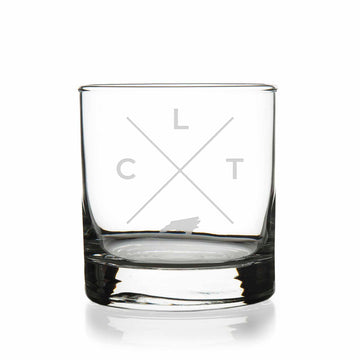 CLT Charlotte North Carolina Round Rocks Glass