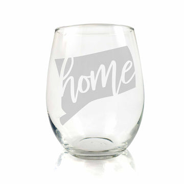 Connecticut State Stemless Wine Glass