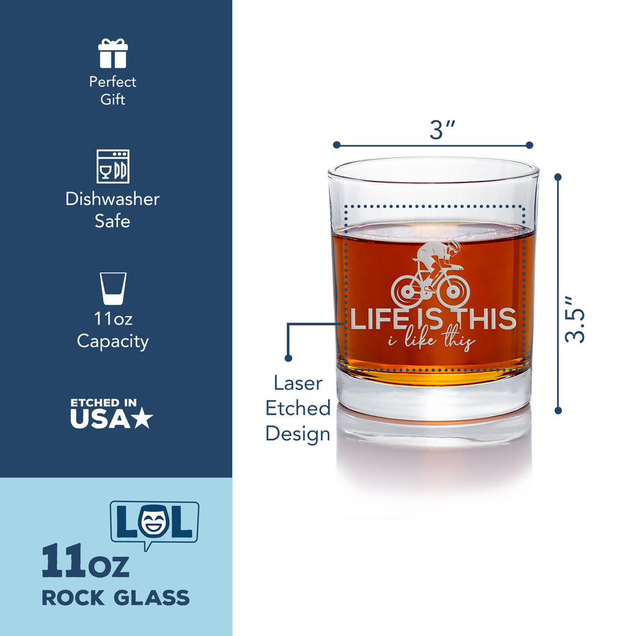 Cyclist Life Is This Round Rocks Glass