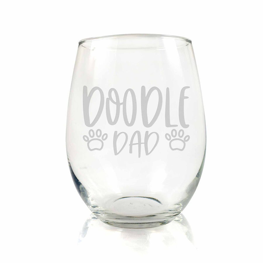 Doodle Dog Dad Stemless Wine Glass