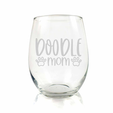 Doodle Dog Mom Stemless Wine Glass