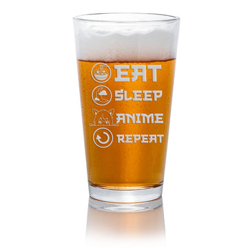 Eat Sleep Anime Pint Beer Glass