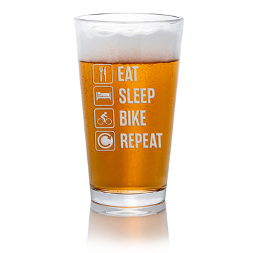 Eat Sleep Bike Repeat Pint Beer Glass