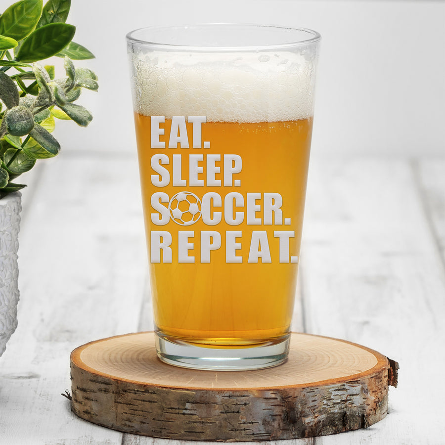 Eat Sleep Soccer Pint Beer Glass