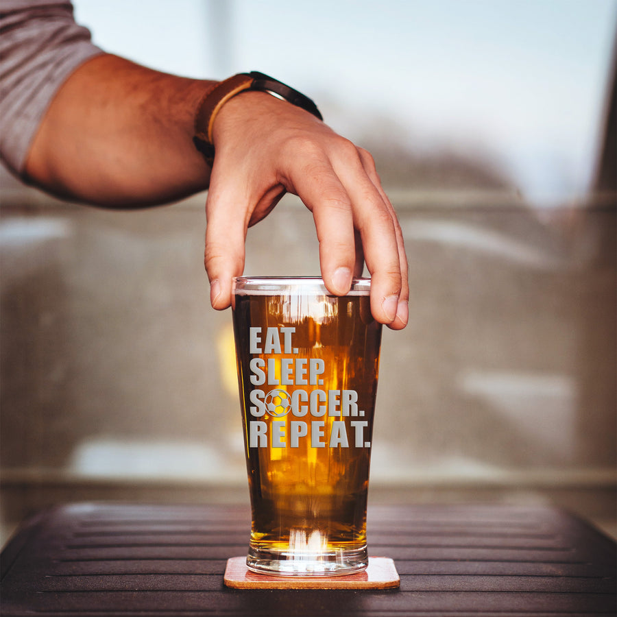 Eat Sleep Soccer Pint Beer Glass