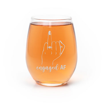 Engaged Af Finger Stemless Wine Glass