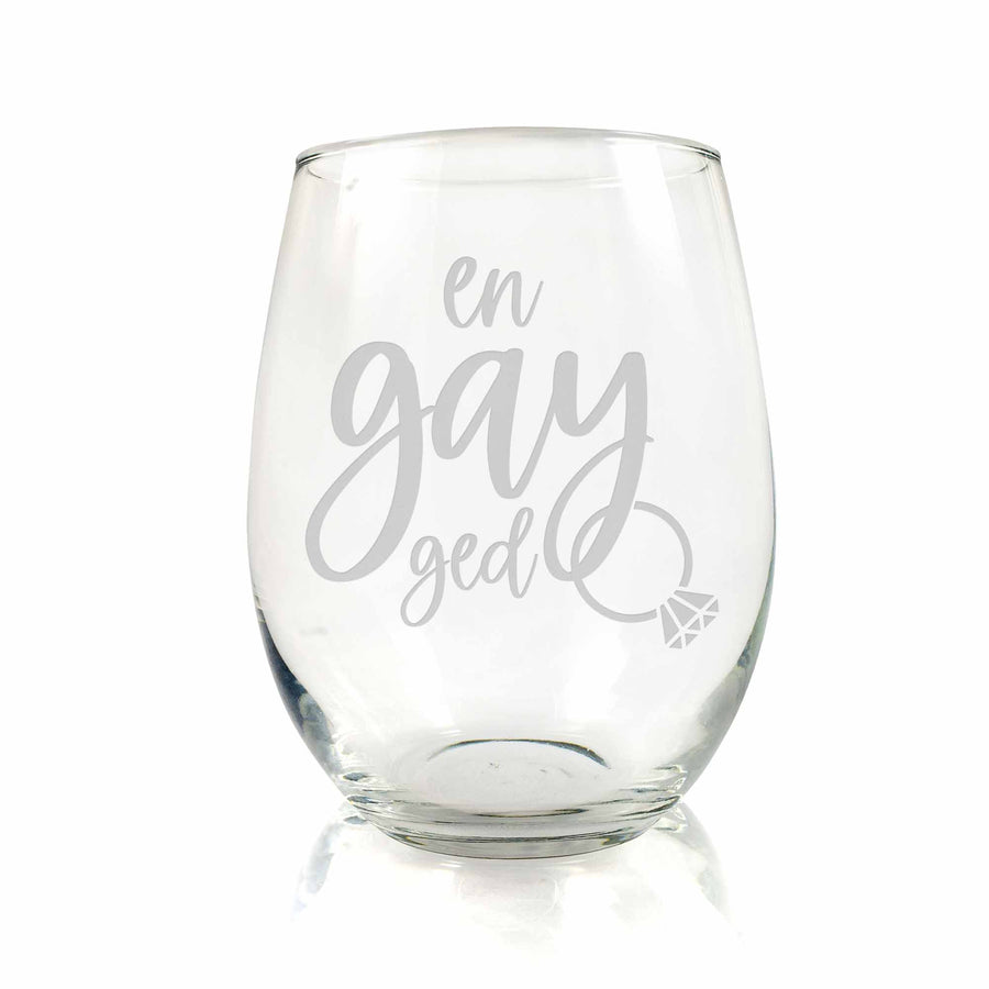 Engayged With Ring Stemless Wine Glass