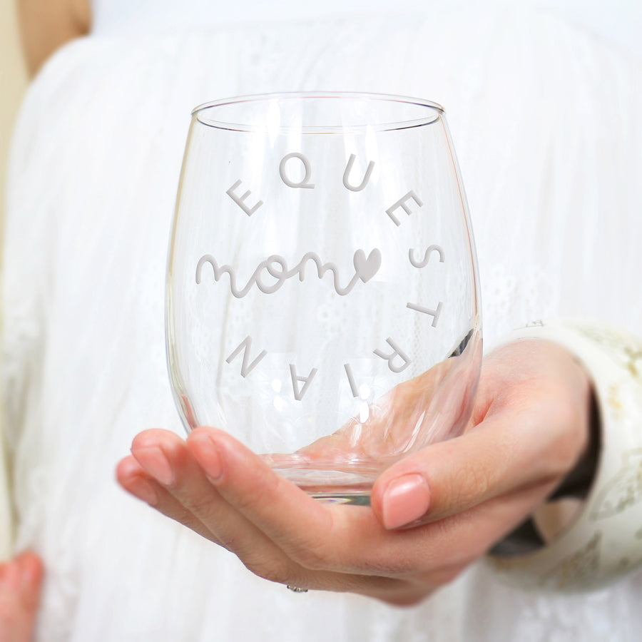 Equestrian Mom Circle Stemless Wine Glass