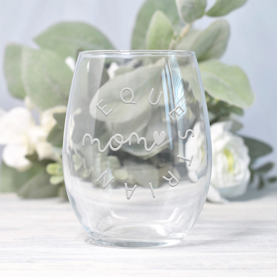 Equestrian Mom Circle Stemless Wine Glass