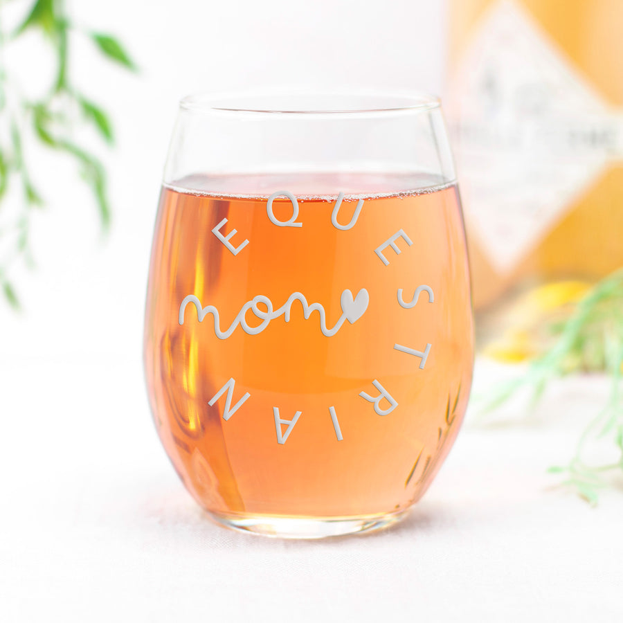 Equestrian Mom Circle Stemless Wine Glass