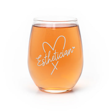 Esthetician Heart Stemless Wine Glass