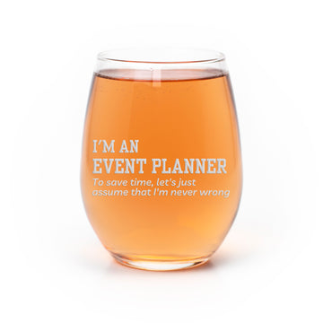 Event Planner Definition Stemless Wine Glass