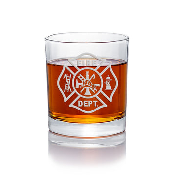 Firefighter Name Custom Round Rocks Glass