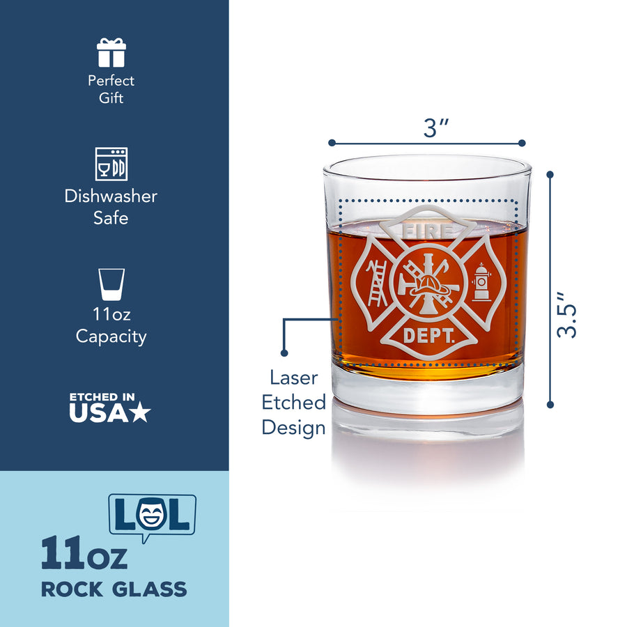 Firefighter Name Custom Round Rocks Glass