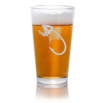 Fisherman Skeleton Hook Pint Beer Glass