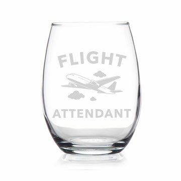 Flight Attendant Plane Stemless Wine Glass