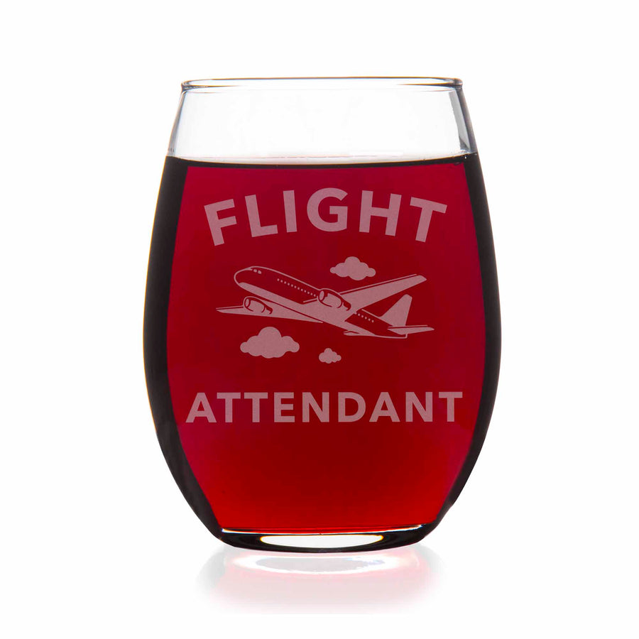 Flight Attendant Plane Stemless Wine Glass