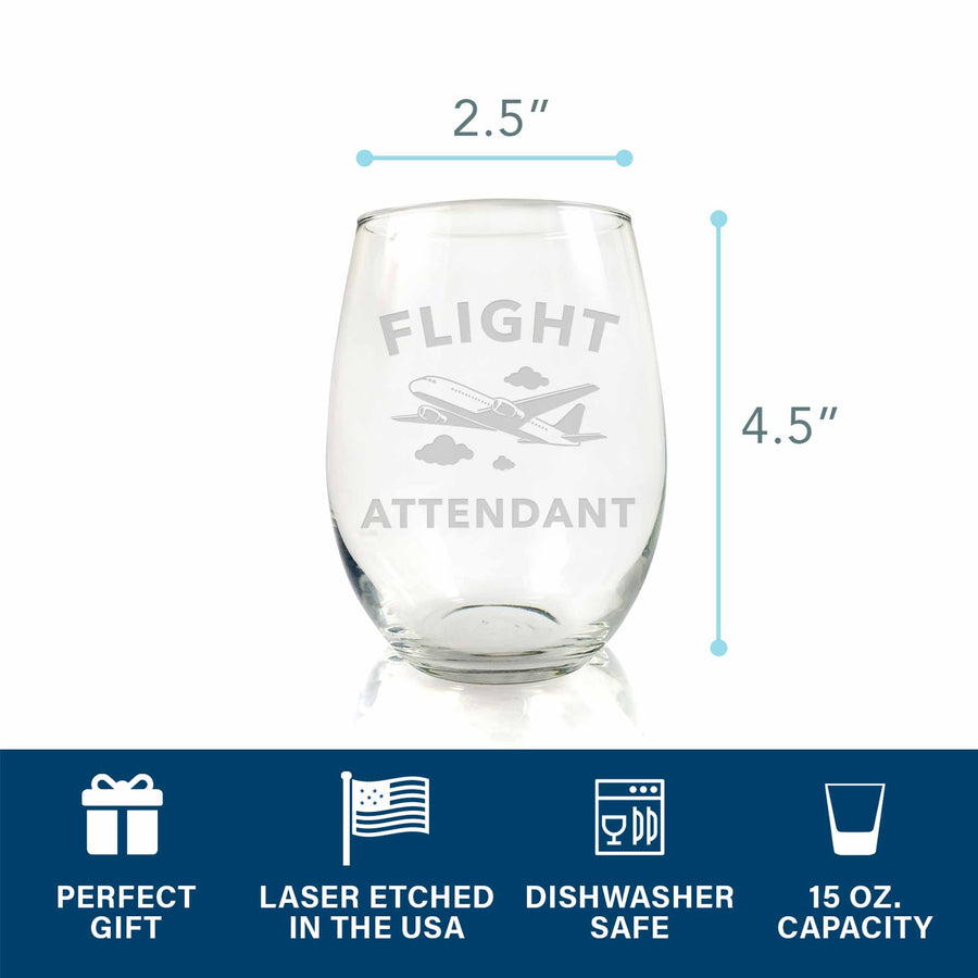 Flight Attendant Plane Stemless Wine Glass