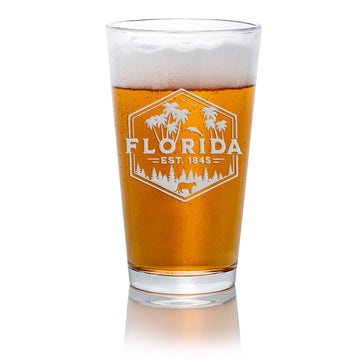 Florida Est Badge Pint Beer Glass