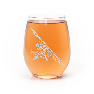 Flute Floral Stemless Wine Glass