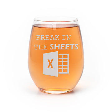 Freak In The Sheets Stemless Wine Glass