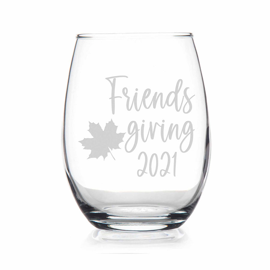 Friendsgiving Thanksgiving Stemless Wine Glass