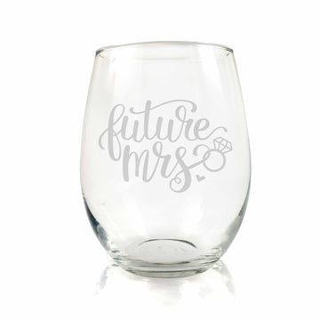 Future Mrs With Ring Stemless Wine Glass